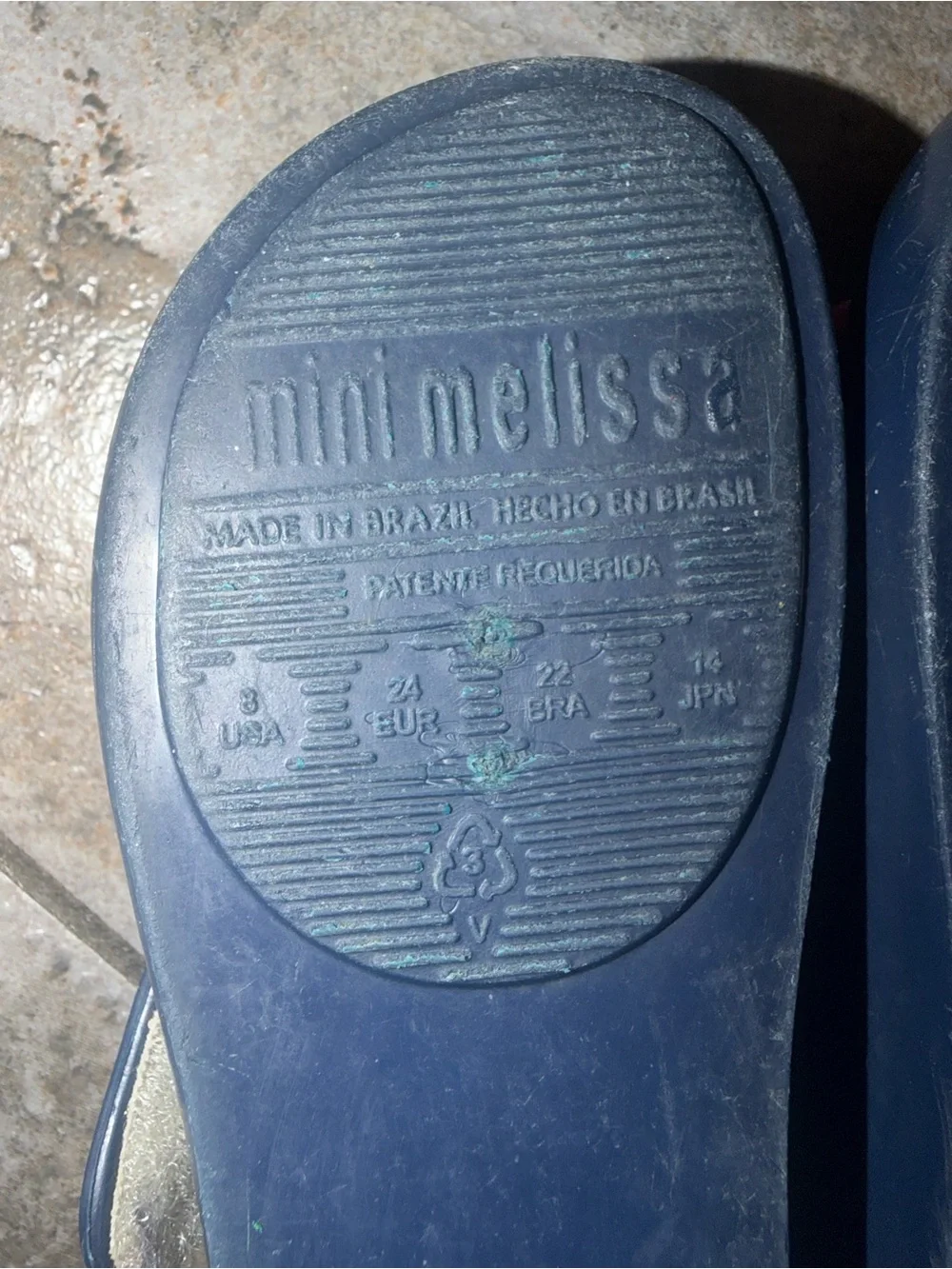 Mini Melissa Navy Blue Mary Jane Shoes with Pink Bow